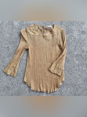 Hesperios silk gold metallic blouse top